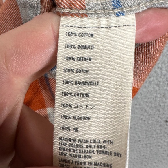Abercrombie Fitch Button Up Shirt Men Medium Orange Plaid Muscle Fit Flap Pocket - Picture 7 of 10